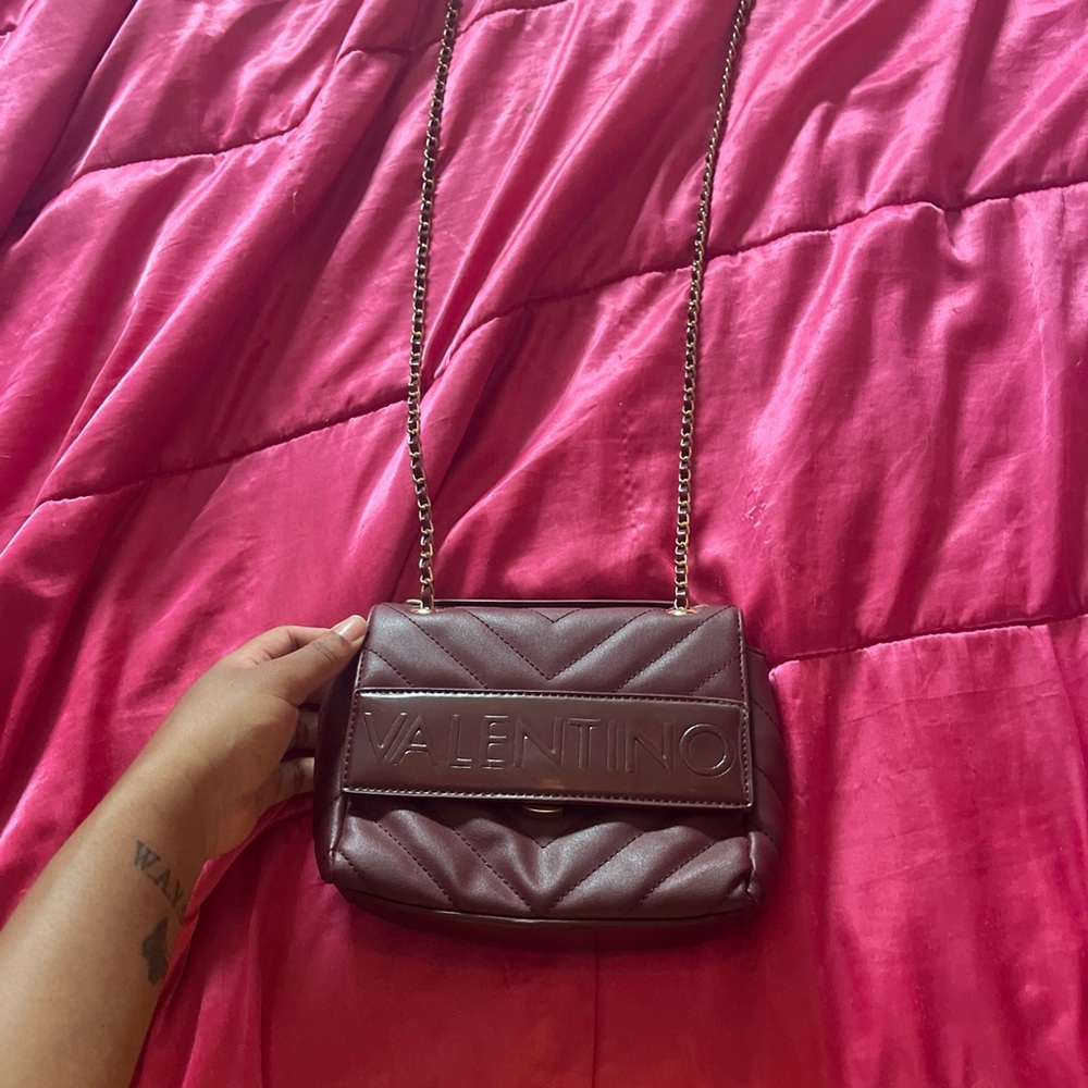 Valentino Maroon Quilted Crossbody Bag